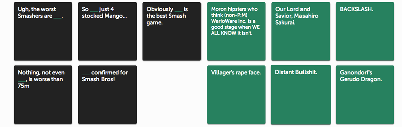 Illustration for article titled Smash Bros. Fans Have Some Great Ideas For Cards Against Humanity